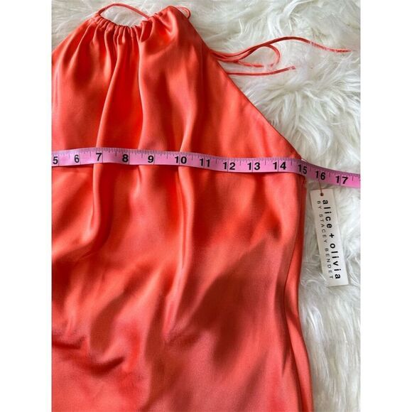 Alice + Olivia Women's Zuni Halter Maxi Dress Size 6 Coral Sunset Homecoming - Picture 12 of 13
